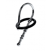 Серебристый уретральный плаг-бусины TOYFA Metal с мягким фиксириющим кольцом - ToyFa - купить с доставкой в Ельце