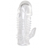 Прозрачная гелевая насадка с шипами и клиторальным отростком - 13 см. - Toyfa Basic - в Ельце купить с доставкой