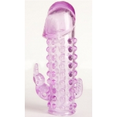 Закрытая фиолетовая насадка с 2 отростками - 13 см. - Toyfa Basic - в Ельце купить с доставкой