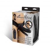 Полый страпон с двумя отростками и вибрацией Unisex Vibrating Hollow Strap-On Double Penetrating Dildo - 17,8 см. - Lux Fetish - купить с доставкой в Ельце
