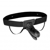 Полый страпон с двумя отростками и вибрацией Unisex Vibrating Hollow Strap-On Double Penetrating Dildo - 17,8 см. - Lux Fetish - купить с доставкой в Ельце