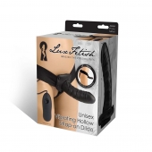 Чёрный полый страпон с вибрацией Unisex Vibrating Hollow Strap-On - 14 см. - Lux Fetish - купить с доставкой в Ельце