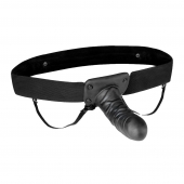 Чёрный полый страпон с вибрацией Unisex Vibrating Hollow Strap-On - 14 см. - Lux Fetish - купить с доставкой в Ельце