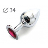 Коническая серебристая анальная втулка с малиновым кристаллом - 8,2 см. - Anal Jewelry Plug - купить с доставкой в Ельце