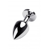 Серебристая коническая анальная пробка с красным кристаллом - 8 см. - ToyFa - купить с доставкой в Ельце