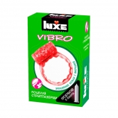 Розовое эрекционное виброкольцо Luxe VIBRO  Поцелуй стриптизёрши  + презерватив - Luxe - в Ельце купить с доставкой