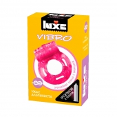 Розовое эрекционное виброкольцо Luxe VIBRO  Ужас Альпиниста  + презерватив - Luxe - в Ельце купить с доставкой
