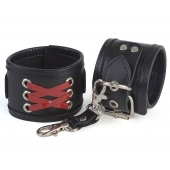 Кожаные наручники с декоративной лаковой шнуровкой - Sitabella - купить с доставкой в Ельце