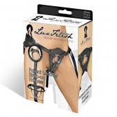 Черные трусики для страпона из патентованной кожи - Lux Fetish - купить с доставкой в Ельце