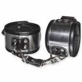 Эффектные серебристо-черные наручники с металлическим блеском - Sitabella - купить с доставкой в Ельце