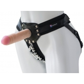 Черный пояс-трусики с насадкой  Гламур Dana  - 15,5 см. - LOVETOY (А-Полимер) - купить с доставкой в Ельце