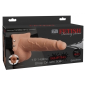 Телесный полый страпон с имитацией эякуляции 7.5  Hollow Squirting Strap-On with Balls Flesh - 21,6 см. - Pipedream - купить с доставкой в Ельце