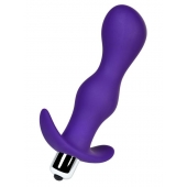 Фиолетовая изогнутая анальная вибропробка - 14 см. - A-toys