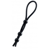 Черное лассо на пенис с тремя бусинами - A-toys - в Ельце купить с доставкой