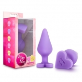 Фиолетовая анальная пробка Naughty Candy Heart Do Me Now - 8,9 см. - Blush Novelties - купить с доставкой в Ельце