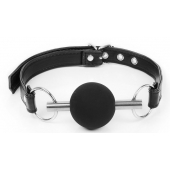 Черный силиконовый кляп-шарик на ремешке - Notabu - купить с доставкой в Ельце