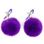 Зажимы для сосков с фиолетовым пушком - Notabu - купить с доставкой в Ельце