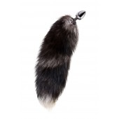 Серебристая металлическая анальная втулка с хвостом чернобурой лисы - размер S - ToyFa - купить с доставкой в Ельце