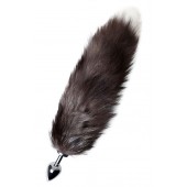 Серебристая металлическая анальная втулка с хвостом чернобурой лисы - размер S - ToyFa - купить с доставкой в Ельце