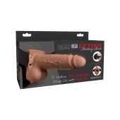 Кофейный перезаряжаемый вибрострапон 7  Hollow Rechargeable Strap-on with Balls - 20,3 см. - Pipedream - купить с доставкой в Ельце
