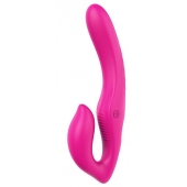 Ярко-розовый безремневой страпон REMOTE DOUBLE DIPPER - 22 см. - Dream Toys - купить с доставкой в Ельце