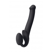Черный безремневой страпон Silicone Bendable Strap-On M - Strap-on-me - купить с доставкой в Ельце