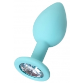 Мятная анальная пробка с прозрачным кристаллом Brilliant - 7 см. - ToyFa - купить с доставкой в Ельце