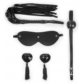 Эротический набор в черном цвете: маска, кляп, пэстисы, плётка - Notabu - купить с доставкой в Ельце