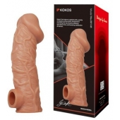 Телесная насадка на фаллос с отверстием для мошонки EXTREME SLEEVE - 17,6 см. - KOKOS - в Ельце купить с доставкой
