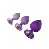 Набор из 3 фиолетовых анальных пробок со стразами Little Gems Trainer Set - Pipedream - купить с доставкой в Ельце