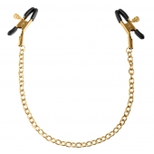 Чёрные с золотом зажимы на соски Gold Chain Nipple Clamps - Pipedream - купить с доставкой в Ельце