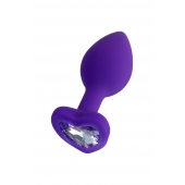 Фиолетовая анальная втулка Diamond Heart с прозрачным кристаллом - 7 см. - ToyFa - купить с доставкой в Ельце