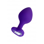 Фиолетовая анальная втулка Diamond Heart с прозрачным кристаллом - 8 см. - ToyFa - купить с доставкой в Ельце