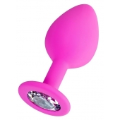 Розовая анальная втулка Brilliant с прозрачным кристаллом - 8 см. - ToyFa - купить с доставкой в Ельце