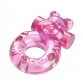 Розовое эрекционное виброкольцо на пенис Pink Bear - Baile - в Ельце купить с доставкой