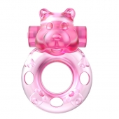 Розовое эрекционное виброкольцо на пенис Pink Bear - Baile - в Ельце купить с доставкой