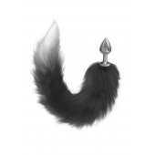 Серебристая анальная пробка с черным хвостом Galaxy - Lola Games - купить с доставкой в Ельце