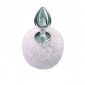 Серебристая анальная пробка с белым пушистым хвостиком Twinkle - Lola Games - купить с доставкой в Ельце