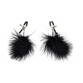 Зажимы на соски с черным пухом Euphoric - Lola Games - купить с доставкой в Ельце