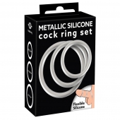 Набор из 3 эрекционных колец под металл Metallic Silicone Cock Ring Set - Orion - в Ельце купить с доставкой