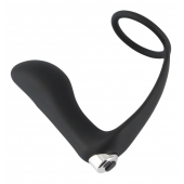 Черное эрекционное кольцо с анальной вибропробкой Vibrating Ring   Plug - Orion - в Ельце купить с доставкой