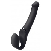 Черный безремневой вибрострапон Silicone Bendable Strap-On M - Strap-on-me - купить с доставкой в Ельце