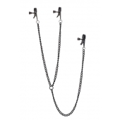 Черные зажимы на соски и клитор на цепочке DELUXE NIPPLE   CLIT CLAMPS - Dream Toys - купить с доставкой в Ельце