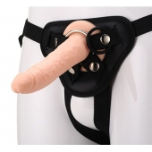 Телесный страпон на черных трусиках STRAP ON REAL DILDO - 20 см. - Dream Toys - купить с доставкой в Ельце