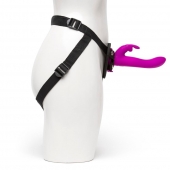 Лиловый страпон Rechargeable Vibrating Strap-On Harness Set - 17,6 см. - Happy Rabbit - купить с доставкой в Ельце