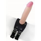 Черный узкий пояс на бедро с телесной насадкой - LOVETOY (А-Полимер) - купить с доставкой в Ельце