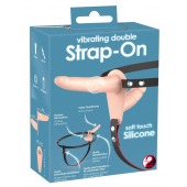Телесный двойной вибрострапон с вибрацией Vibrating Double Strap-On - 15 см. - Orion - купить с доставкой в Ельце
