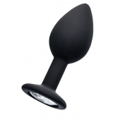 Черная анальная втулка с прозрачным стразом - 7,2 см. - POPO Pleasure - купить с доставкой в Ельце