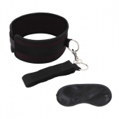 Черный ошейник с длинным поводком Collar and Leash Set - Lux Fetish - купить с доставкой в Ельце