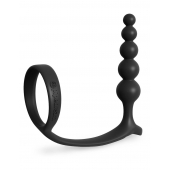 Черная анальная цепочка с эрекционным кольцом Ass-gasm Cockring Anal Beads - Pipedream - в Ельце купить с доставкой